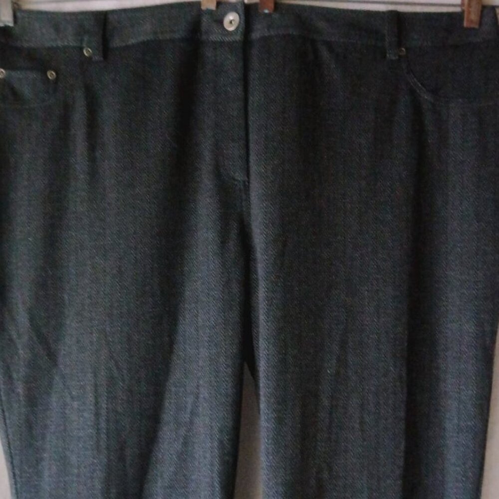 Women's Black & Gray Herringbone Pants Slacks Size 24W NWT